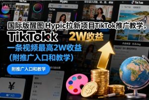 国际版醒图Hypic拉新项目TikTok推广教学，一条视频最高2W收益(附推广入口和教学)-理想项目库