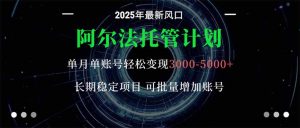 阿尔法托管计划 单账号月入3000-5000,长期稳定项目,新手小白轻松上手。-理想项目库