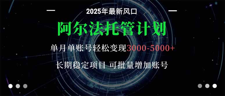 阿尔法托管计划 单账号月入3000-5000，长期稳定项目，新手小白轻松上手。-理想项目库