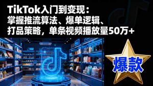 TikTok入门到变现:掌握推流算法、爆单逻辑、打品策略,单条视频播放量50w-理想项目库