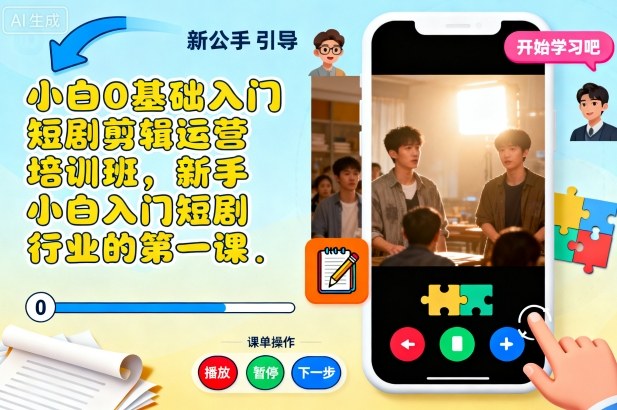 小白0基础入门短剧剪辑运营培训班，新手小白入门短剧行业的第一课-理想项目库