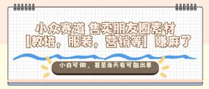 小众赛道售卖朋友圈素材【教培,服装,营销等】賺麻了,小白可做,甚至当天有可能出单-理想项目库