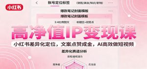 高净值IP变现课:小红书差异化定位,文案点赞成金, AI高效做短视频-理想项目库