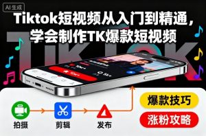 Tiktok短视频从入门到精通,学会制作TK爆款短视频-理想项目库