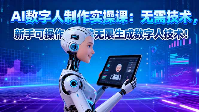 AI数字人制作实操课：无需技术，新手可操作，免费无限生成数字人技术！-理想项目库