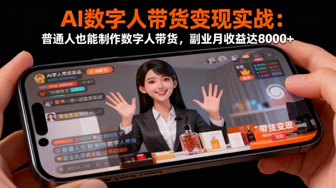 AI数字人带货变现实战：普通人也能制作数字人带货，副业月收益达8000+-理想项目库