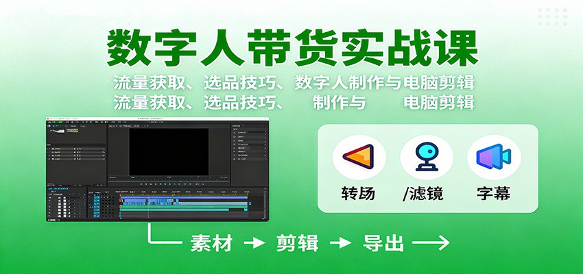 数字人变现实战课：流量获取、选品技巧、数字人制作与电脑剪辑-理想项目库