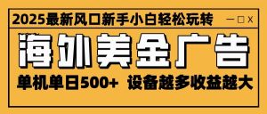 2025最新风口 海外美金广告 单机单日500+ 可无限放大 设备越多收益越大 轻松上手-理想项目库