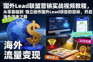 国外Lead联盟营销实战视频教程,从零基础到独立操作国外Lead项目的目标,开启海外淘金之路-理想项目库