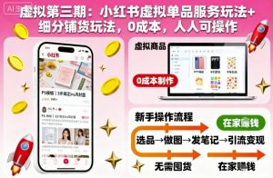 虚拟第三期:小红书虚拟单品服务玩法+细分铺货玩法,0成本,人人可操作-理想项目库