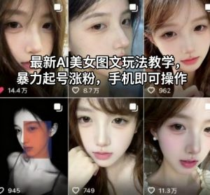 最新AI美女图文玩法教学,暴力起号涨粉,手机即可操作-理想项目库