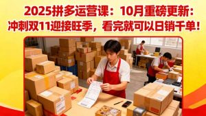 2025拼多多运营课:10月重磅更新:冲刺双11迎接旺季,看完就可以日销千单-理想项目库