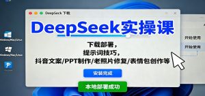 DeepSeek实操课:下载部署,提示词技巧,抖音文案/PPT制作/老照片修复/表情包创作等-理想项目库