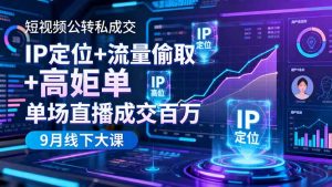 短视频公转私成交9月线下大课,IP定位+流量偷取+高客单,单场直播成交百万-理想项目库
