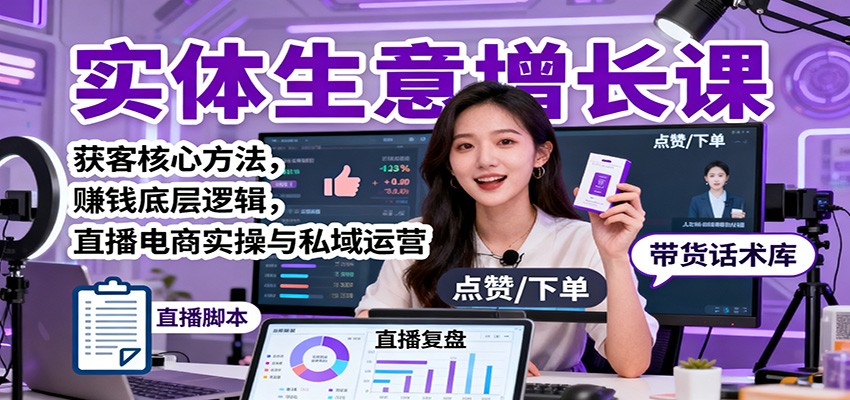 实体生意增长课：获客核心方法，赚钱底层逻辑，直播电商实操与私域运营-理想项目库