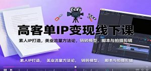 高客单IP变现线下大课:素人IP打造,美业流量方法论,销转模型,脚本与拍摄剪辑-理想项目库