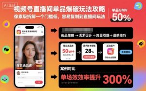 视频号直播间单品爆破玩法攻略,像素级拆解一个门槛低,容易复制到直播间玩法-理想项目库