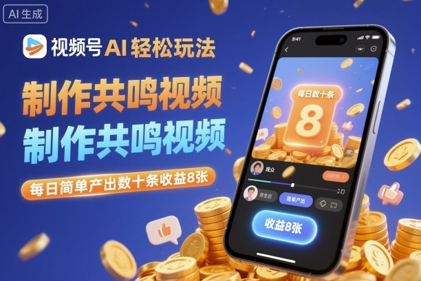视频号AI轻松玩法，制作共鸣视频，每日简单产出数十条收益8张-理想项目库