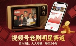 视频号老剧明星赛道,日入5张,人人可做,每天2小时-理想项目库