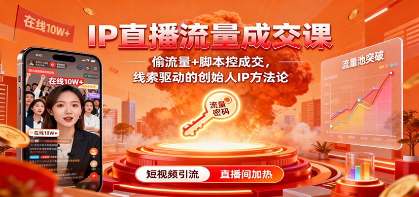 IP直播流量成交课：偷流量+脚本控成交，线索驱动的创始人IP方法论-理想项目库