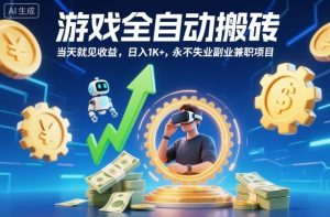游戏全自动搬砖，当天就见收益，日入1K+，永不失业副业兼职项目【揭秘】-理想项目库