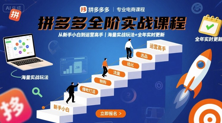 拼多多全阶实战课程，从新手小白到运营高手，海量实战玩法+全年实时更新【2025年10月更新】-理想项目库