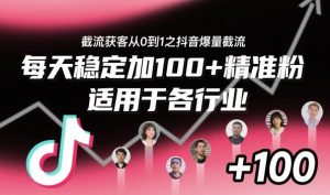 截流获客从0到1之抖音爆量截流,每天稳定加100+精准粉,适用于各行业-理想项目库