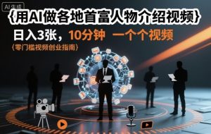 用AI做各地首富人物介绍视频，日入3张，10分钟一个视频-理想项目库