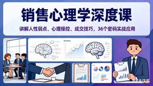 销售心理学深度课，讲解人性弱点、心理操控、成交技巧，36个密码实战应用-理想项目库