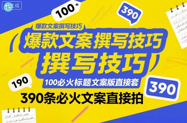 爆款文案撰写技巧，100个必火标题文案模版直接套，390条必火文案直接拍-理想项目库