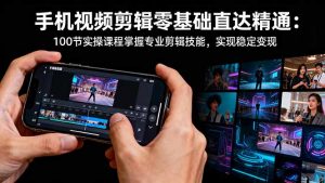 手机视频剪辑零基础直达精通:100节实操课程掌握专业剪辑技能,实现稳…-理想项目库