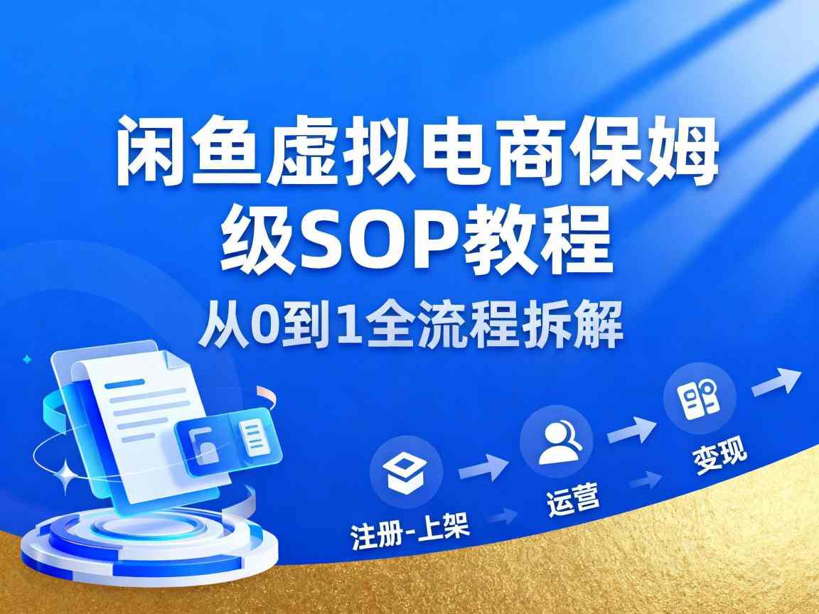 闲鱼虚拟电商，月入轻松过1W，保姆级SOP教程-理想项目库