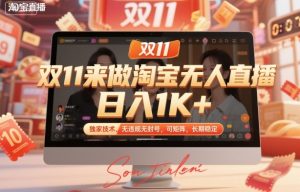 双11来做淘宝无人直播,日入1K+,独家技术,无违规无封号,可矩阵,长期稳定【揭秘】-理想项目库