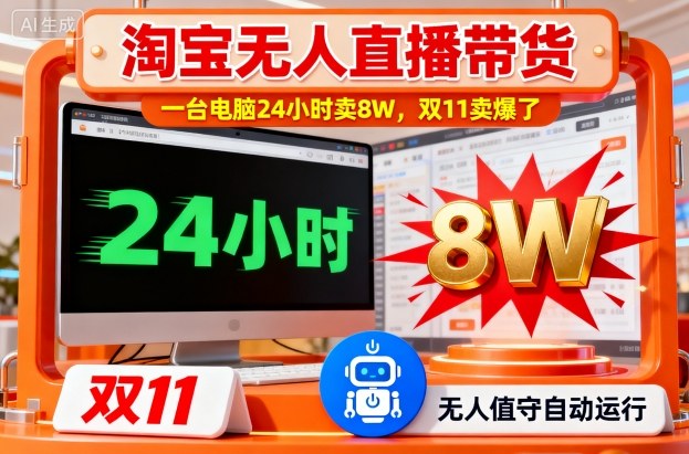 淘宝无人直播带货，一台电脑214小时卖8W，双11卖爆了【揭秘】-理想项目库
