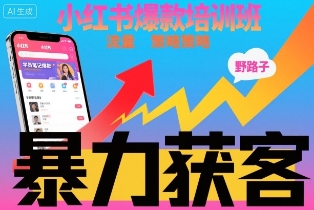 小红书爆款培训班，小红书获客野路子流量打法，暴力持续获客-理想项目库