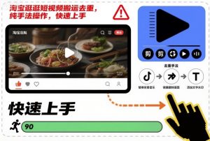 淘宝逛逛短视频搬运去重，纯手法操作，快速上手-理想项目库
