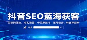 抖音SEO蓝海获客:关键词筛选,排名堆叠,卡首屏技巧,账号设计,转化率提升-理想项目库