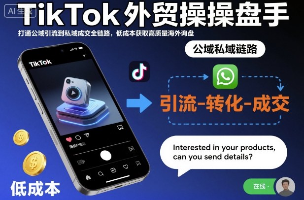TikTok外贸操盘手，打通公域引流到私域成交全链路，低成本获取高质量海外询盘-理想项目库