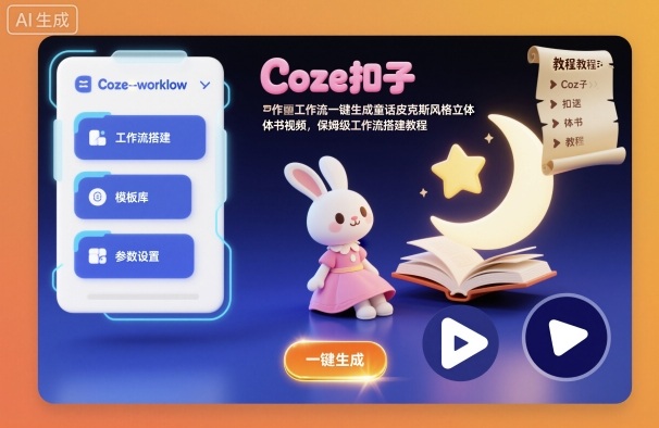 Coze扣子工作流一键生成童话皮克斯风格立体书视频，保姆级工作流搭建教程-理想项目库