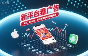 新台看广告，养好机一条5毛到5块，单机日入30到100，支持苹果安卓，可批量操作。-理想项目库