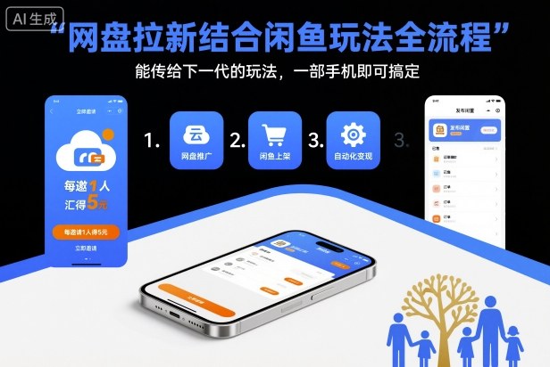 网盘拉新结合闲鱼玩法全流程，能传给下一代的玩法，一部手机即可搞定(附入口渠道以及实操教程)-理想项目库