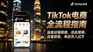 TikTok电商全流程指南，涵盖店铺搭建、选品策略、流量获取，单店月入过万-理想项目库