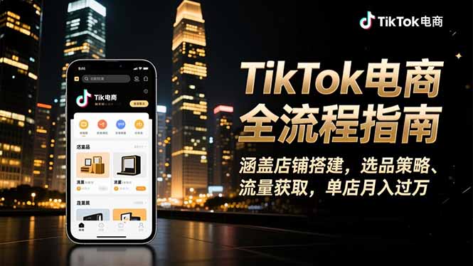 TikTok电商全流程指南，涵盖店铺搭建、选品策略、流量获取，单店月入过万-理想项目库