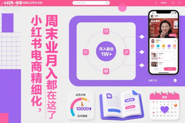 小红书电商精细化运营全流程，周末副业月入1W+，全套方法都在这了-理想项目库