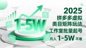 2025 拼多多虚拟类目矩阵玩法，工作室批量起号，月入 1-5W 不难-理想项目库