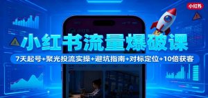 小红书流量爆破课:7天起号+聚光投流实操+避坑指南+对标定位+10倍获客-理想项目库