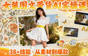 女装图文带货的AI实操课，覆盖38个实用技能，快速提升素材制作效率-理想项目库
