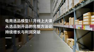 电商选品模型11月线上大课:从选品到开品的完整方法论 持续增长与利润突破-理想项目库