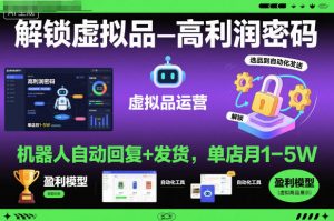 解锁虚拟品高利润密码:机器人自动回复+发货,单店月1-5W【揭秘】-理想项目库