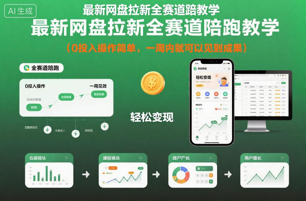 最新网盘拉新全赛道陪跑教学，0投入操作简单，一周内就可以见到成果-理想项目库